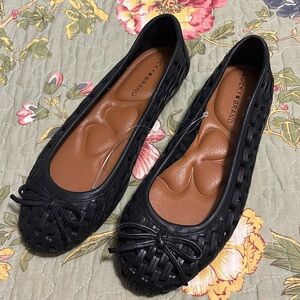 Lucky Brand Womens MOGENI Black Comfort Insole Leather Ballet Flats NWT